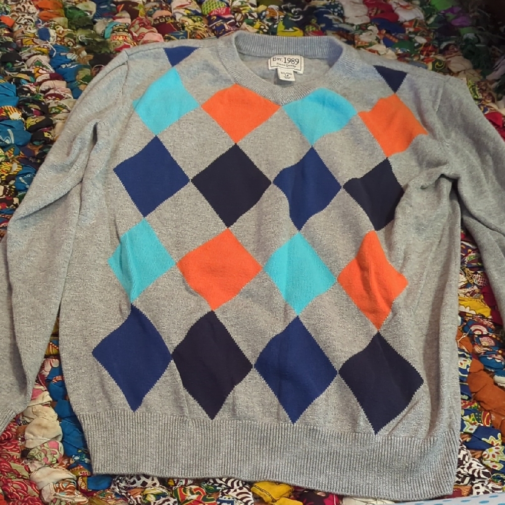 Place Kids Argyle Sweater - Gray, Blue, and Orange